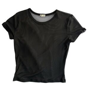 Garage Black Sheer Mesh Top